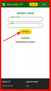 Tela de login: inserção do e-mail (ou nome de usuário) e da senha.